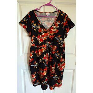 LulaRoe flower/floral button down women's dress w/pockets size medium